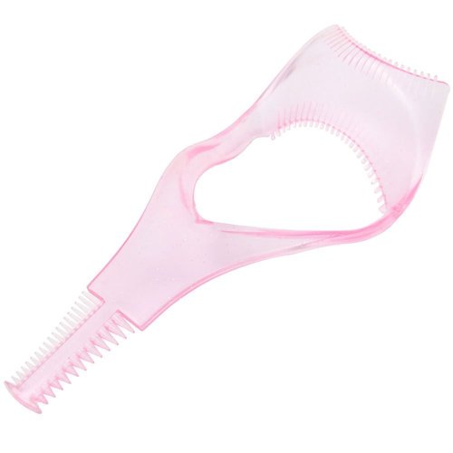 2 Pcs Plastic Magic Upper Lower Cosmetic Eye Lash Mascara Guard Applicator Guide Helper with Eyelash Comb (Pink)
