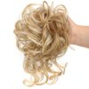 EPERDE Tousled Updo Bun Hair Piece Ponytail Wrap Scrunchies with Elastic Rubber Hair Band Synthetic Short Wavy Curly Hair Extensions for Women Girls with Tendrils Messy Ball Head Wig (5PCS, Blonde)