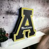 CLTFanCreations Officially Licensed APP State 3D Printed Decorative Figure - Great for Home Office, Desk, Shelf - Made from Quality 3-D Printed Material - Black, Gold, White College Sports Decor