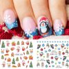 Christmas Nail Art Stickers, Snowflake Nail Decals Water Transfer Colorful Snowmen Reindeer Bell Merry Christmas Happy New Year Xmas Tree Winter Nail Tattoo Stickers (12 Sheets)