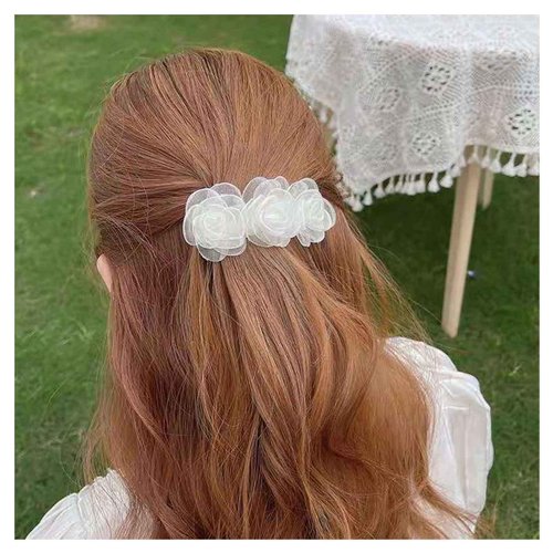 Iaceble Boho Lace Flower Hairpin Barrette White Hair Clips Retro Wedding Bridal Hair Accessory for Women and Girls, Great for Headdress