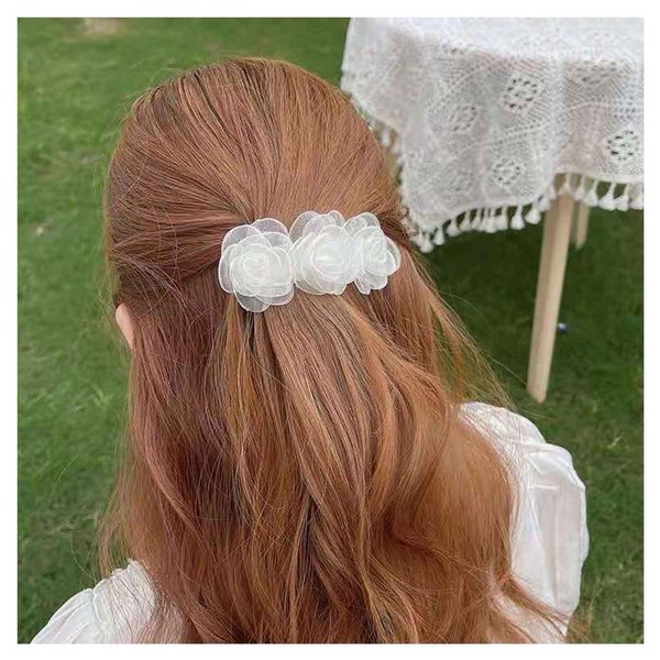 Iaceble Boho Lace Flower Hairpin Barrette White Hair Clips Retro Wedding Bridal Hair Accessory for Women and Girls, Great for Headdress