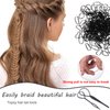 2500 PCS Hair Bands, Elastic Hair Band, Mini Hair Rubbers Ties with 2 PCS Topsy Tail Hair Tools for Girls Ponytail Hair Accessories, Soft Elastic Bands Non-Slip Small Hair Ties Black.