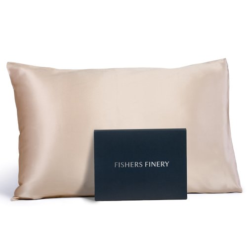 Fishers Finery 19mm 100% Pure Mulberry Silk Pillowcase, Good Housekeeping Quality Tested (Taupe, K)
