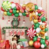 Christmas Balloon Arch Kit, Gingerbread Man Balloon Garland Kit, Green Red Gold Christmas Balloons with Candy Cane Foil Balloon, Latex Balloons for Christmas Party Decoration New Year Party Supplies