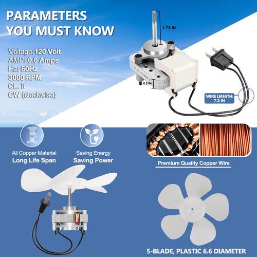 Universal Bathroom Fan Motor S1200A000 Compatible with B-roan Nu-Tone 686, M686, 687, 8870 Fan Motor 3000 RPM 120V 50CFM Bathroom Vent Fan by Fetechmate