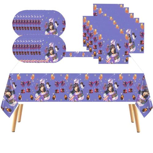 41 pcs cat Themed Party Supplies, 20 Plates, 20 Napkins and 1 Tablecloth Birthday Party Decoratio...