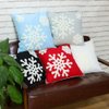 Elife Soft Square Christmas Snowflake Home Decorative Canvas Cotton Embroidery Throw Pillow Covers 18x18 Cushion Covers Pillowcases for Sofa Bed Chair (1 Pair, Grey)
