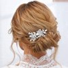 Jakawin Rhinestone Bride Wedding Hair Piece Silver Pearl Hair Clip Crystal Flower Headpiece Bridal Hair Accessories for Women HCl045 (1 Silver)