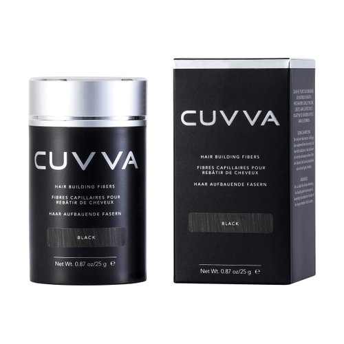 Hair Building Fibers by CUVVA for Fine & Thinning Hair (BLACK) - Thicker Looking Hair in 15 Seconds - 10 Different Shades for Men & Women - 0.87oz