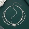 Latious Rhinestone Star Head Chain Jewelry Silver Sparkly Crystal Bride Wedding Headpiece Bridal Prom Hair Chain for Women (Silver)