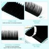 NATUHANA Round Eyelash Extensions 0.15mm CC Curl Russian Classic Lash 12mm Single Size Tray False Lashes Supplies,Classic Individual Lash Extensions 16Rows/Case Matte Black (12mm, black;0.15 CC)
