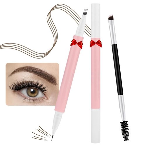 BINGBRUSH 2-in-1 Dual-Ended Eyebrow Pencil Micro 4 Point and Precise Brush - Eye Makeup Lift & Snatch Long-Lasting Waterproof Natural Eyebrow Hair (1Pc 03# Black brown)