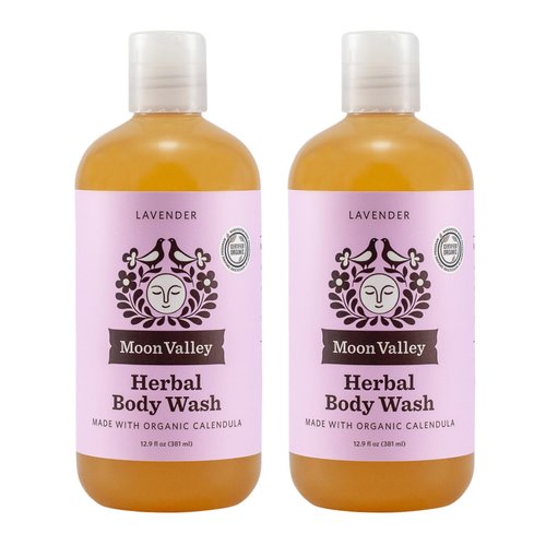 Herbal Body Wash, Lavender by Moon Valley, All Natural Ingredients, No Parabens, Vegan, Moisturizing Essential Oils, Two Pack
