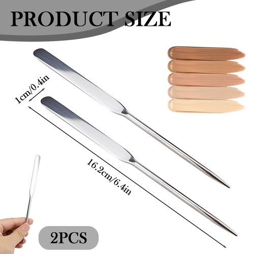 2PCS Makeup Spatula, Stainless Steel Foundation Spatula, Makeup Stirring Rod Tool for Nail Art Face Makeup, 6.4Inch
