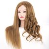 Mannequin Head with Hair 60% Human Hair24"-26" hair mannequin doll head hair styling manikin head Cosmetology Doll Head （Table Clamp Stand Included) (yellow)