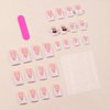Tyuimhx 24Pcs Duck Nails Press on White Wide French Tip Fake Nails With Pearls 3D Cherry White Bow Designs Full Cover Duck Feet Nail Tip Acrylic Duck False Nails Stick on Nails for Women Girls