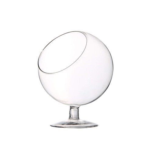 WGV Planter Terrarium with Stand, Ball Diameter 4" Height 5", Clear Glass Floral Container Vase, DIY Succulents Outdoor Garden Home Office Decor Slant Cut Orb, 1 Piece