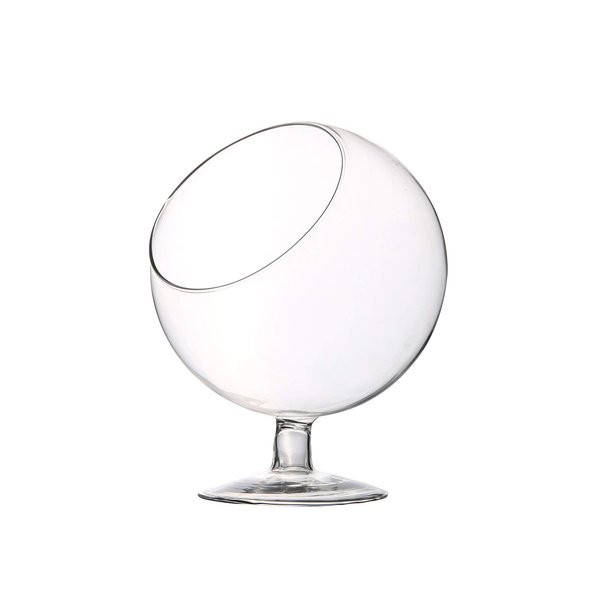 WGV Planter Terrarium with Stand, Ball Diameter 4" Height 5", Clear Glass Floral Container Vase, DIY Succulents Outdoor Garden Home Office Decor Slant Cut Orb, 1 Piece