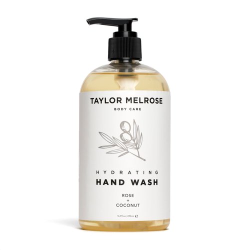 Taylor Melrose Hydrating Hand Wash 16.9 oz - Vegan Foaming Hand Soap Dispenser with Vitamin B5 Coconut & Rose Aroma, Lemon Oil Paraben-Free, Cruelty-Free, Moisturizing with Aloe Vera & Shea Butter