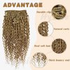 Hyssiet Curly Clip Ins Hair Light Brown Highlighted Bleach Blonde18 Inch Wavy Human Hair Clip in Extensions 120g Invisible Durable Curly Real Human Hair Extensions 7pcs with 16 Clips for Full Head