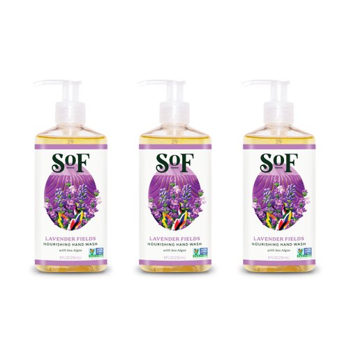South Of France Lavender Fields Clean Hand Wash Clean Body Care | Moisturizing Liquid Hand Soap with Mediterranean Sea Algae | 8 oz Pump Bottle – 3 Pack