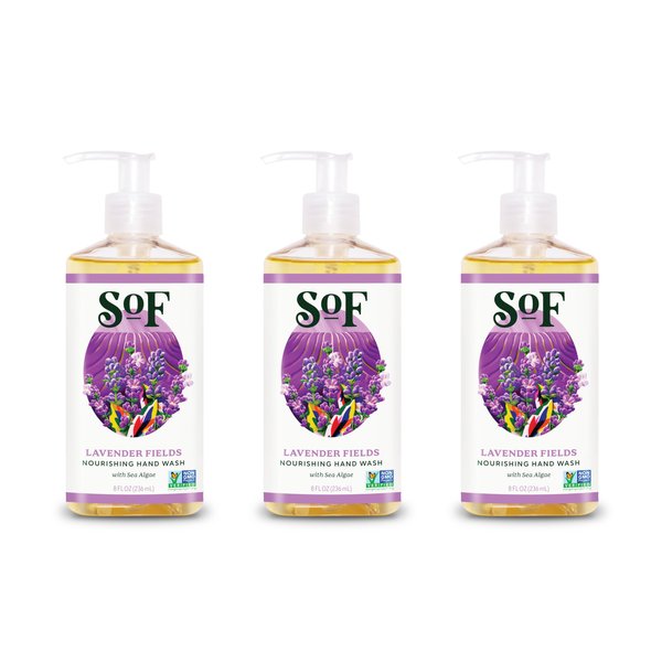 South Of France Lavender Fields Clean Hand Wash Clean Body Care | Moisturizing Liquid Hand Soap with Mediterranean Sea Algae | 8 oz Pump Bottle – 3 Pack