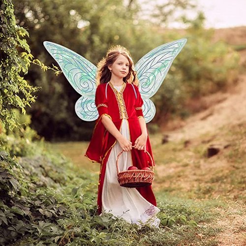 Lucakuins Fairy Wings for Girls Halloween Costumes,Girls Butterfly Fairy Wings for Fairy Costumes Sparkle Fairy Princess Wings Party Favor (Green Fairy Wings)