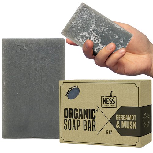 Ness Mens Soap Bar - Bergamot & Musk Scent, All Natural With Organic Ingredients, Mens Bar Soap With Essential Oils, Moisturizing Bar Soap For Men, Handmade In The USA, Cruelty Free, Vegan