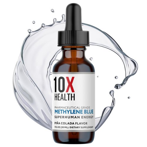 10X Health Superhuman Energy Methylene Blue Pharmaceutical Grade Liquid Drops with Black Pepper Extract - Boost Energy, Enhance Focus & Cognitive Support - Pina Colada Flavor, Vegan, Non-GMO (30 ml)