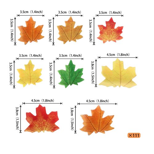 Rsstarxi 111 Pack Edible Fall leaves Cupcake Toppers Gold Leaf Cake Toppers Autumn Maple Leaves Wafer Rice Paper Baking Food Decorations for Thanksgiving Wedding Birthday Party Cake Decorations