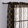 YJ YANJUN Sheer Black Curtains 108 inches Long -Gold and Black Curtains with Quaterfoil Pattern Print Window Curtains 2 Panels,52 x 108 Inch