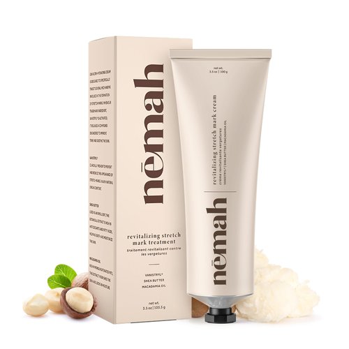 Nemah - Stretch Mark Cream for Pregnancy - Pregnancy Stretch Mark Prevention & Reduction, Postpartum Stretch Mark Cream with Vanistryl, Shea Butter, & Macadamia Oil - Vegan & Cruelty-Free - 3.5 oz.