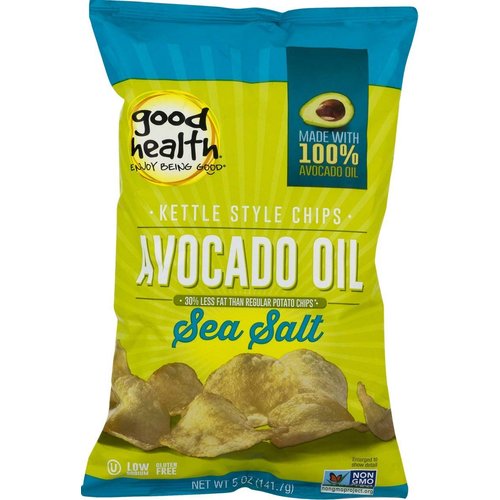 Good Health Avocado Oil Kettle Style Chips with Sea Salt 5 oz. Bag (4 Bags)