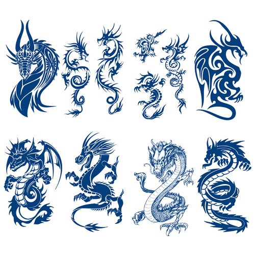 Kotbs 8 Sheets Semi Permanent Realistic Dragon Tattoos, Premium Temporary Tattoos 100% Plant-Based Ink Infinity Totem Tattoo Stickers, Long Lasting Tattoos for Men Women Girls Kids Adults