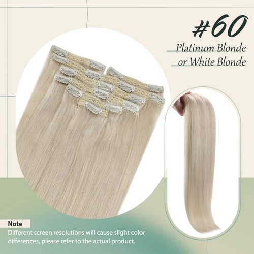 Sunny Clip in Hair Extensions Blonde Human Hair Clip in Extensions Platinum Blonde Clip in Hair Extensions Human Hair Blonde Hair Extensions Remy Hair Extensions Clip ins Blonde 7pcs 120g 18inch