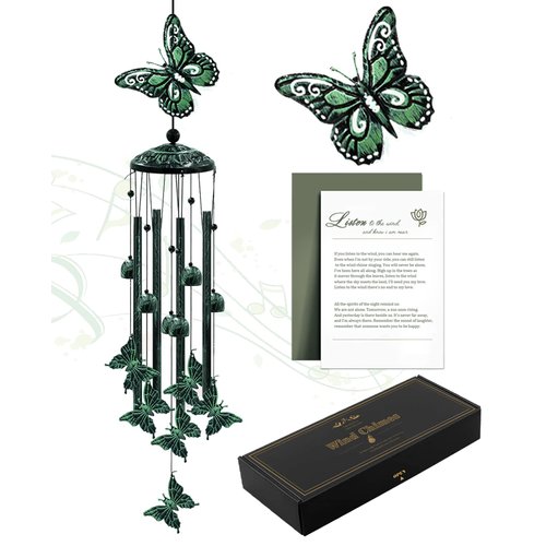 VENBEEL Wind Chimes for Outside, 33" Butterfly Wind Chimes Outdoor, Gifts for Women Mom Grandma Birthday, Memorial Gift for Garden Porch Patio Home Decor