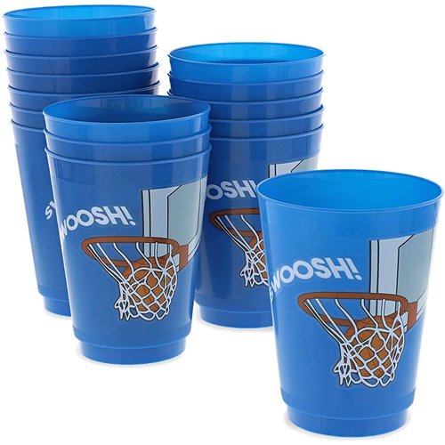 BLUE PANDA - Reusable Blue Tumblers, 16 Oz Plastic Cups for Basketball Party Supplies (16 Pk)