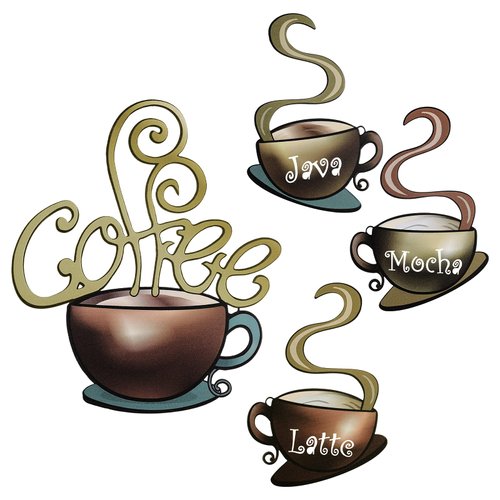 4 Pieces Metal Coffee Cup Wall Decor Bar Cafe Themed Art Decoration Vintage Signs for kitchen decorations wall Shop Restaurant Lounge Decorations