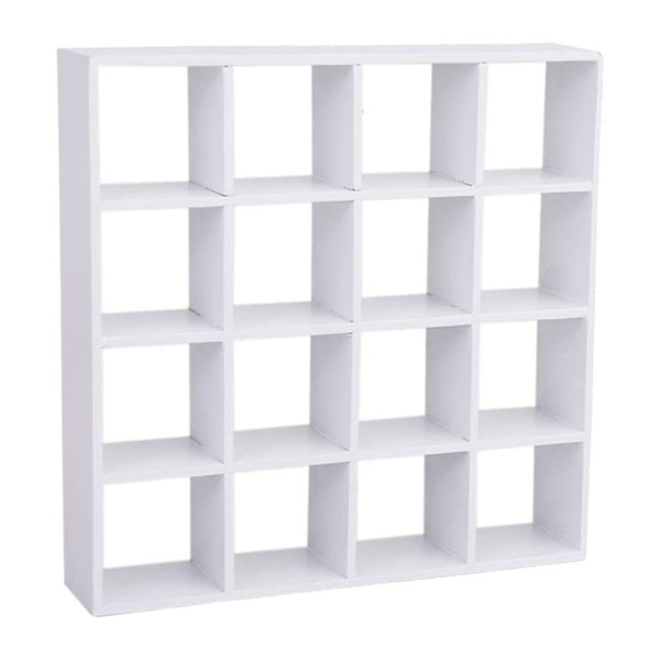 1: 12 Dollhouse Miniature Wood Storage Rack 16 Grid Shelves White White Storage Shelf Doll House Furniture Decor