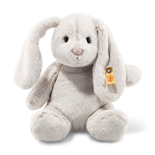 Steiff Hoppie Rabbit Toy Figure, Premium Stuffed Animal (Light Grey, 11"), Soft & Cuddly Plush for Kids, Boys & Girls
