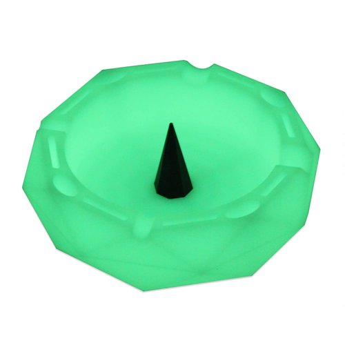 ooDuo 1 Geometric Silicone Ashtray - Glow in the Dark - Unbreakable Multipurpose Storage Ash Tray - w/Glass Friendly Tapping Center
