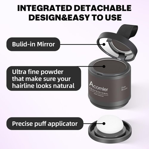 Acomler Instantly Root Cover Up Hairline Powder,Root Touch Up Hair Shadow Powder 0.35 Ounce,Hair Powder Conceals Hair Loss for Thining Hair for Women with Bald Spots,Eyebrows,Beard Line (Dark Brown)
