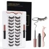 Magnetic Eyelashes Kit, Magnetic Lashes Natural Look, 3D Reusable Magnetic Eyelashes with Eyeliner, False Eyelashes with 2 Tubes of Eyeliner & Tweezers - Easy to Use