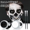 Black White Face Body Paint Set,Oil Based Face Painting Kit,Special Effects Halloween SFX Makeup Kit with 2 Brushes,Halloween Face Paint Palette Kit for Clown Zombie Halloween Cosplay Makeup