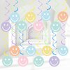 60Pcs Smile Face Birthday Decorations Preppy Party Decorations Smile Face Preppy Party Hanging Swirls Streamers Y2k Hot Pink Supplies for Birthday Party Favors
