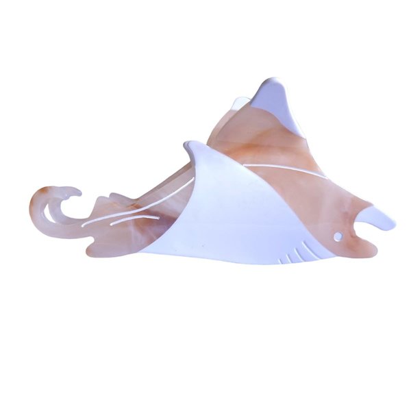 Funny Devil Fish Hair Clip,Acetate Hair Clip,Big Claw Clip for Women,Beige