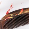 Tan Mujiang Premium Wooden Comb, Anti-Static, Natural Wood, Happy Bloom Set 1