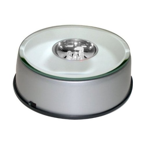 Merchandise Display Base, Color Changing Lights, Silver, Mirrored Top (Pack of 2)