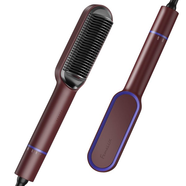 Hair Straightener Brush, hot Hair Brush, Flat Hair straightening Iron Comb, 20s Fast Heating & 5 Temp Settings & Anti-Scald, Salon Home Travel
